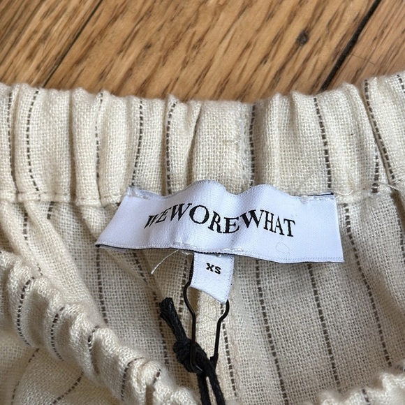 WeWoreWhat Tie Waist  Cream Wide Leg linen blend  Pants size xs - Picture 10 of 11